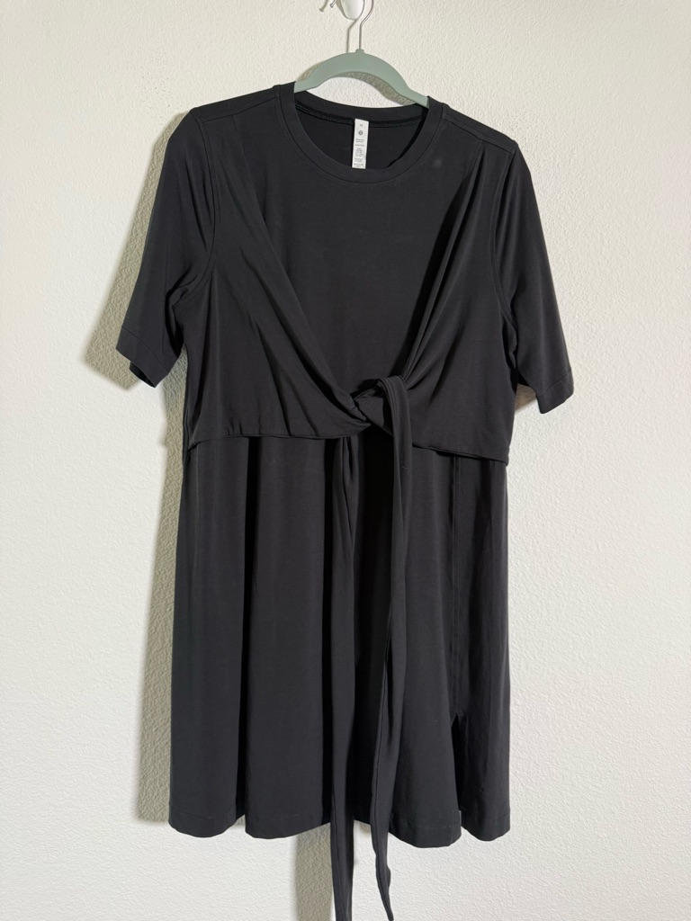 Lululemon Black Wrap Tie Dress Athletic Minimalist Soft Stretch Casual Chic